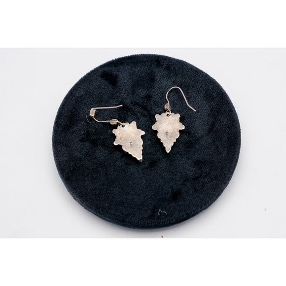 Vintage Art Deco Sterling Silver & Red Garnet Cluster Drop Earrings - Picture 4 of 8